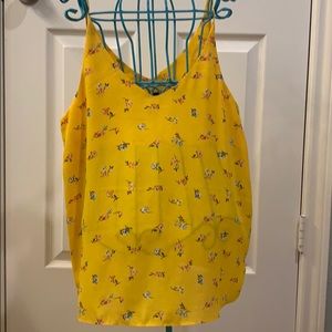Shine Star Yellow Floral Dressy Tank